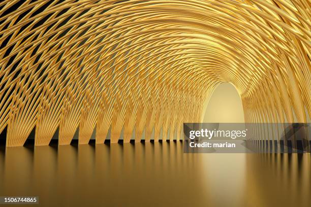 golden tunnel space - corridor stock pictures, royalty-free photos & images