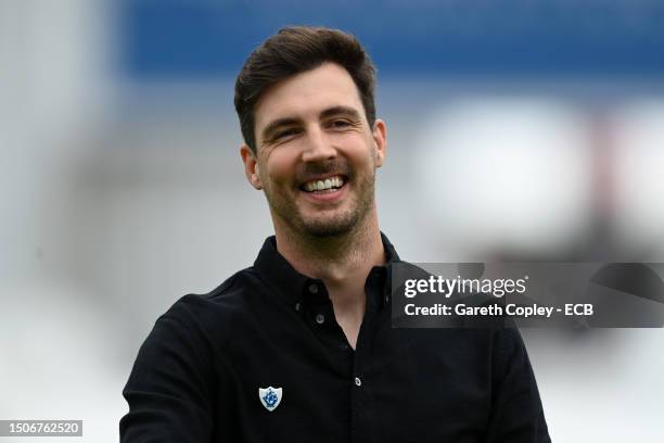 Test Match Special commentator Steven Finn during Day Three of the LV= Insurance Ashes 2nd Test match between England and Australia at Lord's Cricket...
