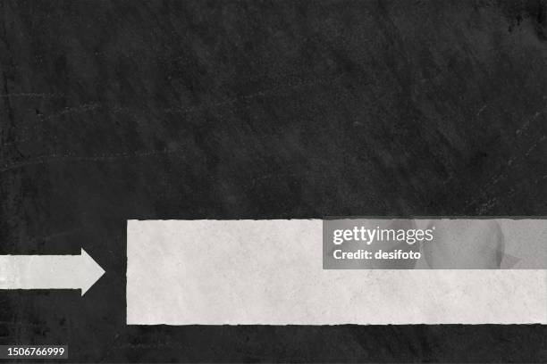 horizontal empty blank rough textured artistic retro grunge black lower third background with one white coloured smudged paint stroke label with arrow heads - lower third stock illustrations