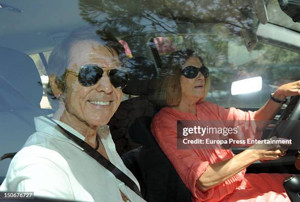 Singer Raphael and his wife Natalia Figueroa are seen visiting the Duchess of Alba and her husband Alfonso Diez in their home to have lunch with them...