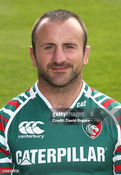 George Chuter of Leicester Tigers poses for a portrait during the photocall held at Welford Road on August 24, 2012 in Leicester, England.