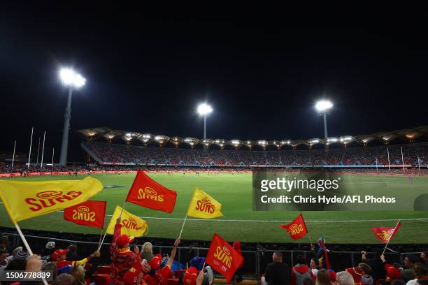 General view during the round 16 AFL match between Gold Coast Suns and Collingwood Magpies at Heritage Bank Stadium, on July 01 in Gold Coast,...