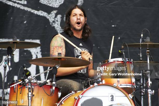 Benny Horowitz of The Gaslight Anthem performs on stage during Leeds Festival at Bramham Park on August 24, 2012 in Leeds, United Kingdom.