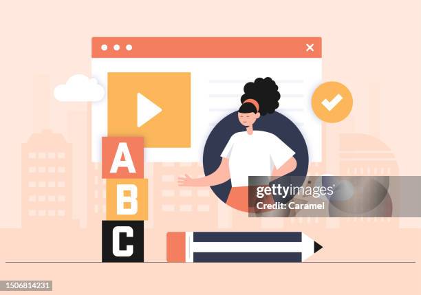 distance learning illustration - computer learning stock illustrations
