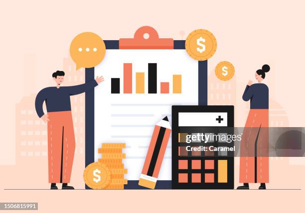 illustration der gewinn- und verlustrechnung - kontoauszug stock-grafiken, -clipart, -cartoons und -symbole