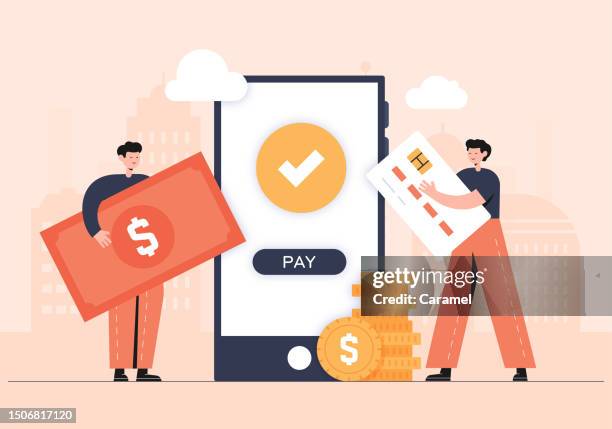 payment method illustration - peer to peer finance stock illustrations