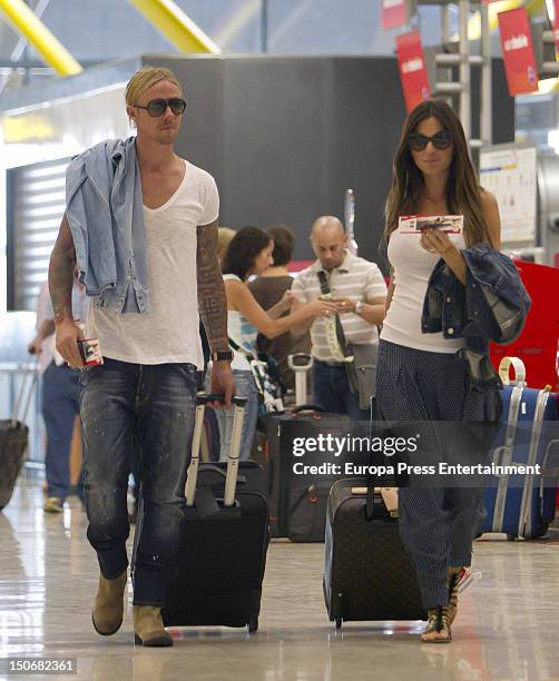 Spanish football player Guti and his pregnant girlfriend Romina Belluscio are seen on August 23, 2012 in Madrid, Spain.