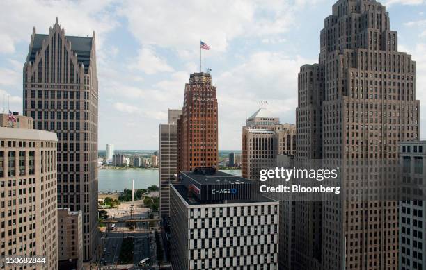 Office buildings stand in the skyline in downtown Detroit, Michigan, U.S., on Monday, Aug. 20, 2012. Detroit's midtown population has grown 33...