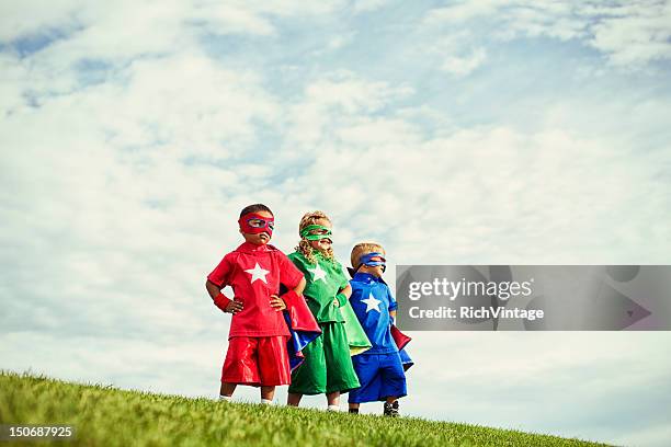 super preschoolers - superheld stockfoto's en -beelden