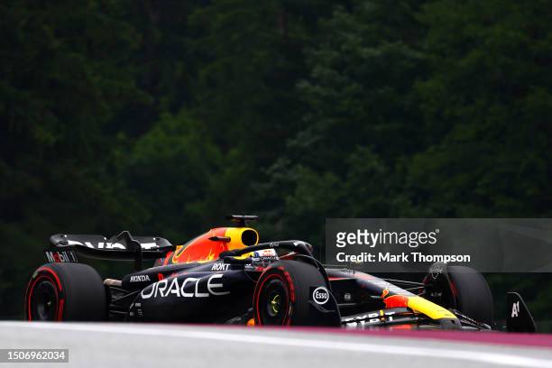 Max Verstappen of the Netherlands driving the Oracle Red Bull Racing RB19 on track during the Sprint Shootout ahead of the F1 Grand Prix of Austria...