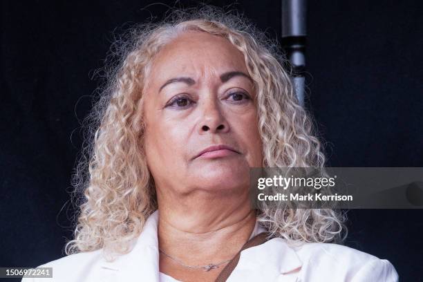 Kim Johnson, Labour MP for Liverpool Riverside, waits to address striking teachers in Parliament Square on 5 July 2023 in London, United Kingdom. NEU...