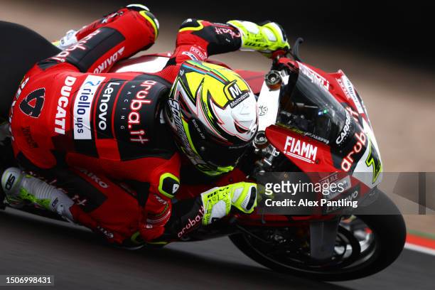Alvaro Bautista of Spain riding The Ducati Panigale V4R for Aruba.it Racing during the Tissot Superpole in the 2023 MOTUL FIM Superbike World...