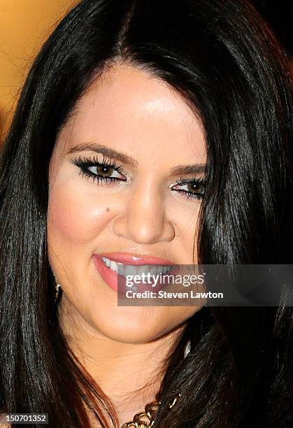 Television personality Khloe Kardashian Odom arrives at Kardashian Khaos inside The Mirage Hotel & Casino on August 24, 2012 in Las Vegas, Nevada.