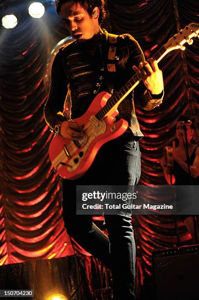 Guitarist Dan Smith of English indie rock group Noisettes, performing live on stage at the Bristol Anson Rooms on October 16, 2009.