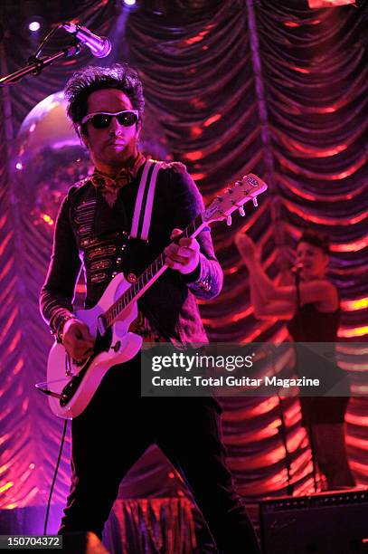 Guitarist Dan Smith of English indie rock group Noisettes, performing live on stage at the Bristol Anson Rooms on October 16, 2009.