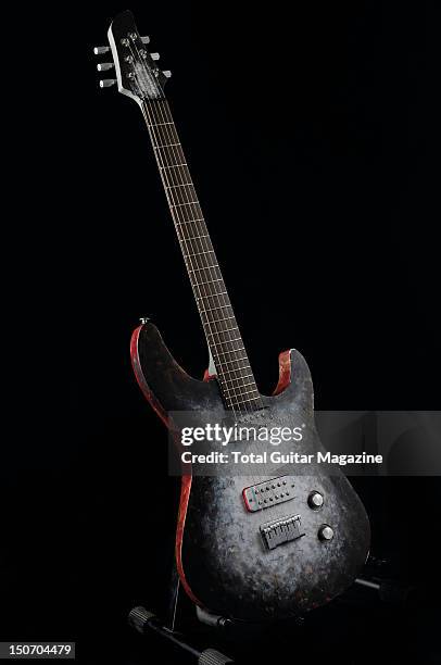 Hand-painted Yamaha RGXA2 electric guitar belonging to Limp Bizkit guitarist Wes Borland, taken on September 2, 2010.