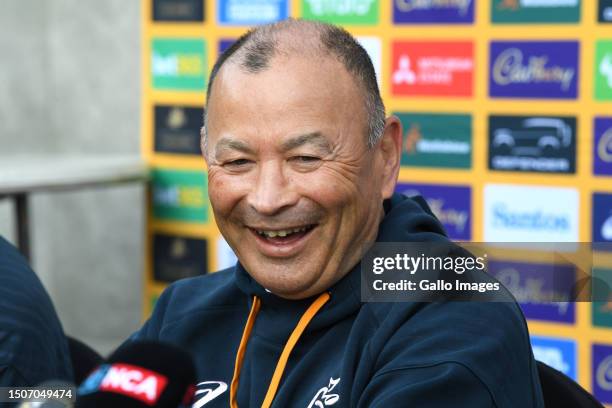 Eddie Jones during the Australia men's national rugby team announcement at Sandton Sun on July 06, 2023 in Johannesburg, South Africa.