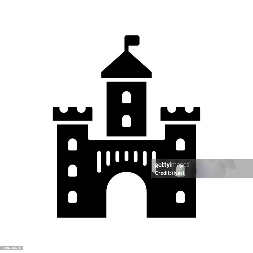 Castle Black Line & Fill Vector Icon