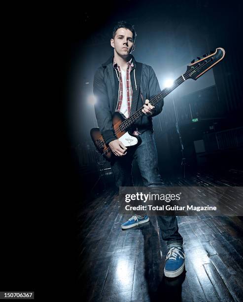 This image has been digitally manipulated) Portrait of Stuart Richardson, bassist with Welsh hard rock group Lostprophets at The Forum in London on...