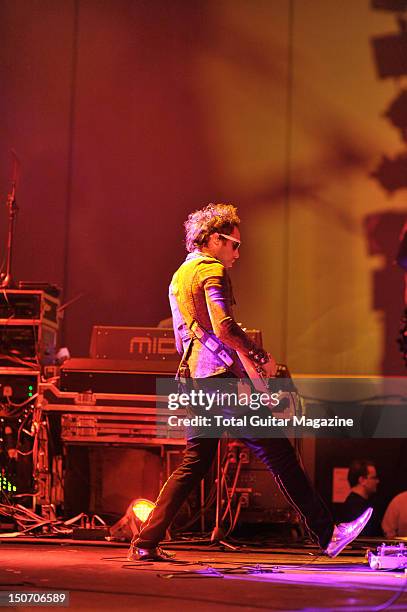 Guitarist Dan Smith of English indie rock group Noisettes, performing live on stage at the Bristol Anson Rooms on October 16, 2009.