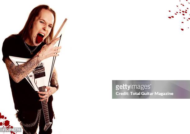 This image has been digitally manipulated) Portrait of musician Alexi Laiho, frontman with Finnish metal group Children Of Bodom, taken on April 22,...