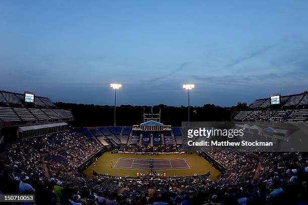Sara Errani of Italy plays Petra Kvitova of Cezch Republic during the semifinals of the New Haven Open at Yale at the Connecticut Tennis Center at...