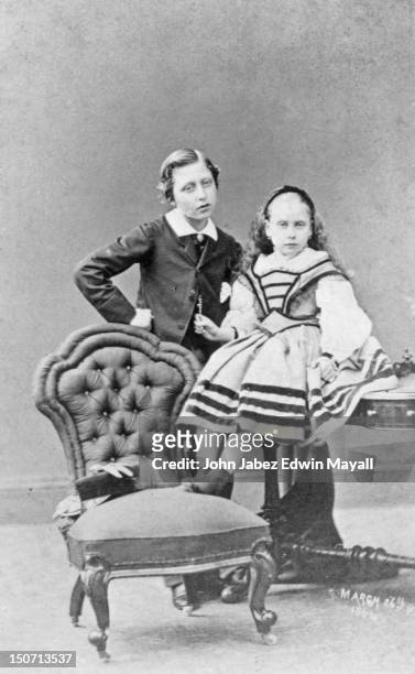 Prince Arthur, Duke of Connaught with his sister Princess Beatrice of Battenburg , 26th March 1861. They are the seventh and ninth children of Queen...
