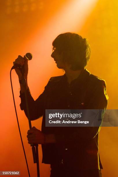 Faris Badwan of The Horrors performs on stage during Leeds Festival at Bramham Park on August 24, 2012 in Leeds, United Kingdom.