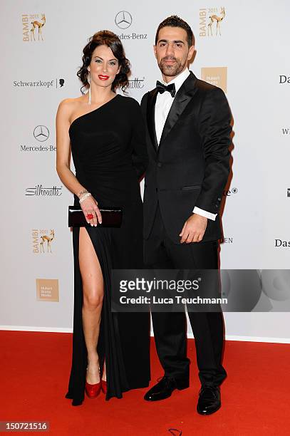 Bushido and Anna Maria Lagerblom attend the Red Carpet for the Bambi Award 2011 ceremony at the Rhein-Main-Hallen on November 10, 2011 in Wiesbaden,...