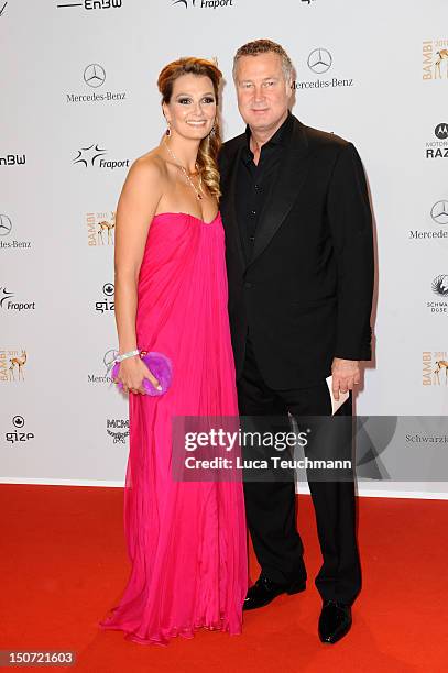 Franziska Van Almsick and Juergen B. Harder attend the Red Carpet for the Bambi Award 2011 ceremony at the Rhein-Main-Hallen on November 10, 2011 in...