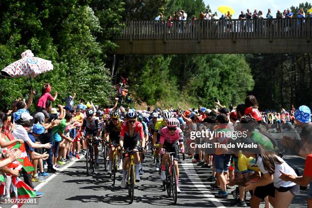 Marc Soler of Spain and UAE Team Emirates, Wilco Kelderman of The Netherlands and Team Jumbo-Visma, Dylan Van Baarle of The Netherlands and Team...