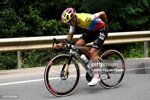 Richard Carapaz of Ecuador and Team EF Education-EasyPost injured after falling during the stage one of the 110th Tour de France 2023 a 182km stage...