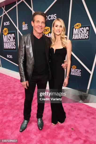 Dennis Quaid and Laura Savoie at the 2022 CMT Music Awards held at Nashville Municipal Auditorium on April 11th, 2022 in Nashville, Tennessee, USA.