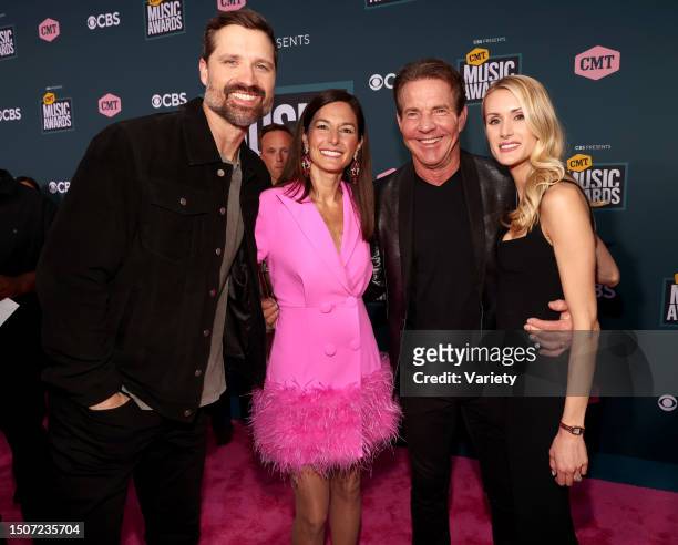 Walker Hayes, Laney Beville Hayes, Dennis Quaid and Laura Savoie at the 2022 CMT Music Awards held at Nashville Municipal Auditorium on April 11th,...