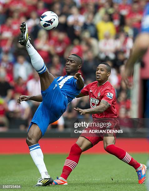 Wigan's Honduran defender Maynor Figueroa vies with Southampton's English defender Nathaniel Cline during the English Premier League football match...