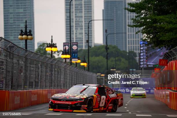 Josh Berry, driver of the Tire Pros Summer for Heroes Chevrolet, drives during practice for the NASCAR Xfinity Series The Loop 121 at the Chicago...