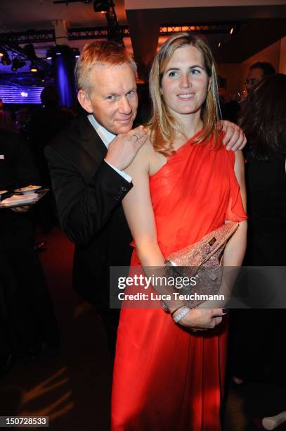 Johannes B. Kerner and Britta Becker-Kerner attend the Bambi Award 2011 aftershow party at the Rhein-Main-Hallen on November 10, 2011 in Wiesbaden,...