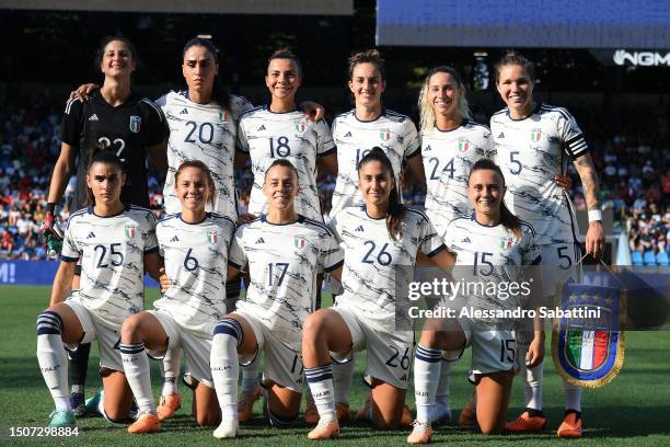 Italy team line up during the Women´s International Friendly match between Italy and Morocco at Stadio Paolo Mazza on July 01, 2023 in Ferrara, Italy.