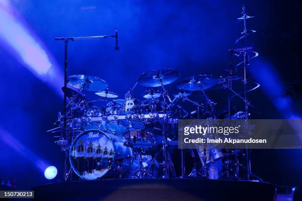 Drummer Chad Sexton of 311 performs onstage at Verizon Wireless Amphitheatre on August 24, 2012 in Laguna Hills, California.