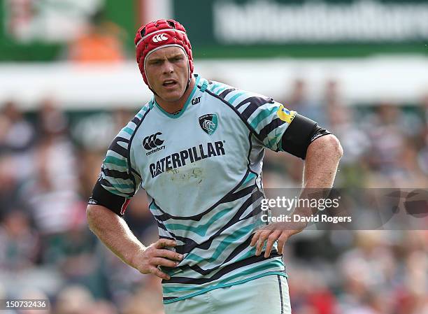 Rob Andrew of Leicester looks on during the pre season friendly match between Leicester Tigers and Nottingham at Welford Road on August 25, 2012 in...