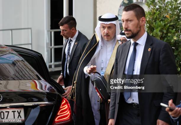 Adeeb Y Al Aama, governor of Organization of Petroleum Exporting Countries , exits after attending the 8th OPEC International Seminar at the Hofburg...