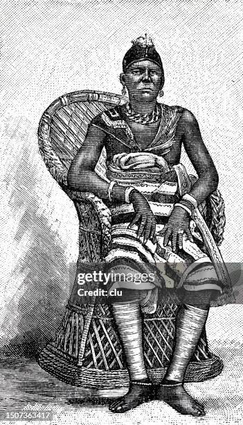 westafrikanischer prinz sitzt auf einem baststuhl - 1884 stock-grafiken, -clipart, -cartoons und -symbole