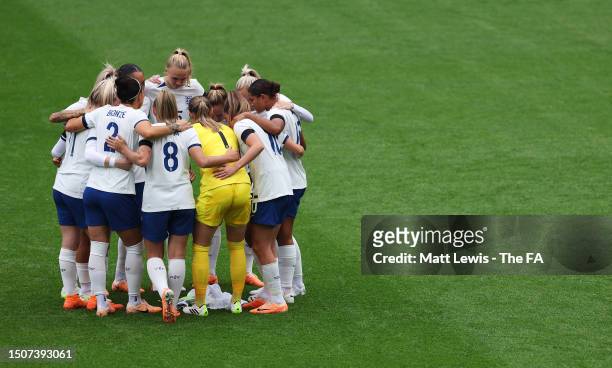 England team gather ahead of the Women'. International Friendly match between England and Portugal at Stadium mk on July 01, 2023 in Milton Keynes,...
