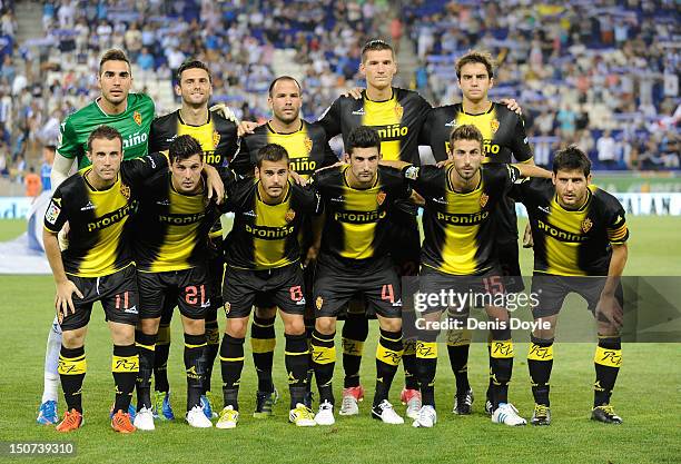 The Real Zaragoza team line-up during the La Liga match between RCD Espanyol of Real Zaragoza at Nuevo Estadio de Cornella-El Prat on August 25, 2012...