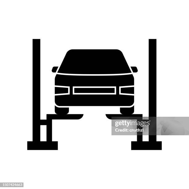 car lift icon solid style. vector icon design element for web page, mobile app, ui, ux design - checking car stock illustrations