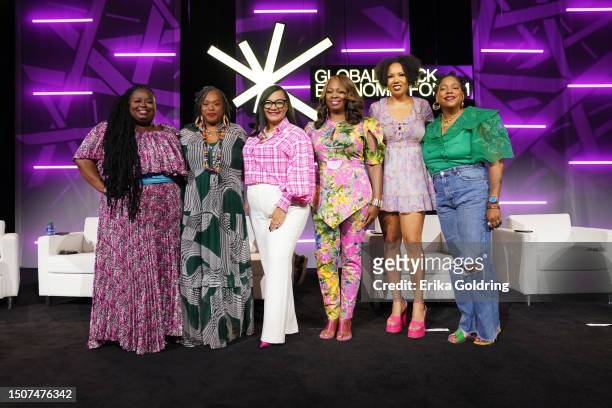 Monica Simpson, Deon Haywood, Nikema Williams, Latosha Brown, Jamilah Lemieux, and Kwajelyn Jackso attend the 2023 ESSENCE Festival Of Culture™ at...
