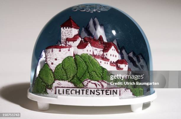 Snow globe Liechtenstein - castle Vaduz with writing Liechtenstein.