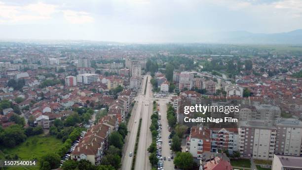 drone shot over kumanovo, macedonia - kumanovo stock pictures, royalty-free photos & images