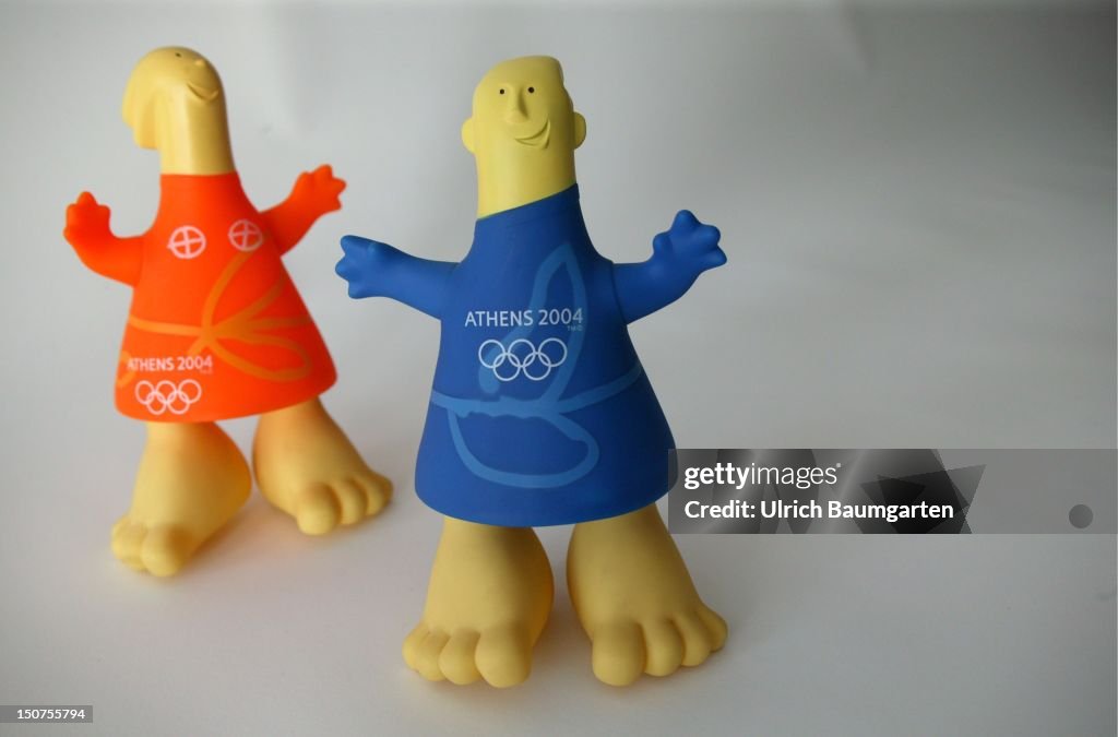 The official mascot ( Athena and Phevos ) of the 28th Olympic Games 2004 in Athens.