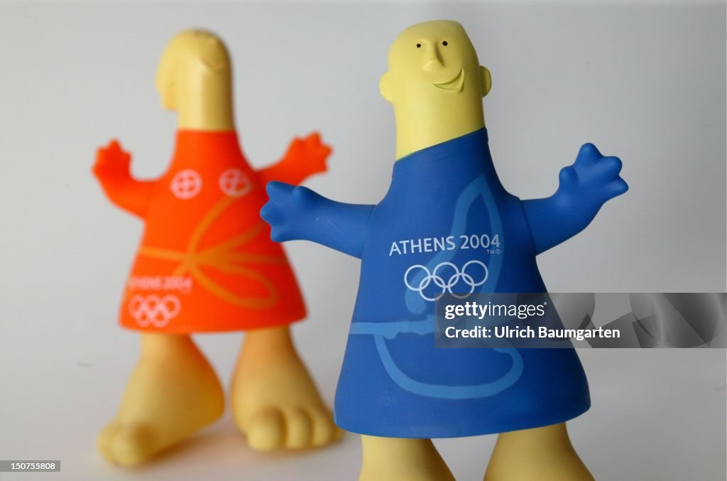 The official mascot ( Athena and Phevos ) of the 28th Olympic Games 2004 in Athens.